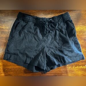 Linen Blend Black Shorts Summer Staple Basic Drawstring 4inch inseam GAP